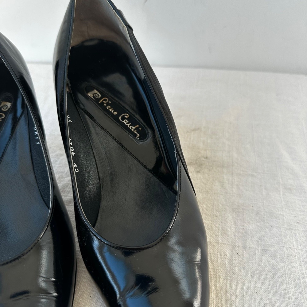 Pierre Cardin Vintage Black Patent Leather Heels Party‎ Career Pumps Size 6.5 - Picture 9 of 10